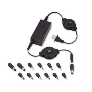 Universal Retractable Laptop Charger with 13 Adapter Tips 65W Black